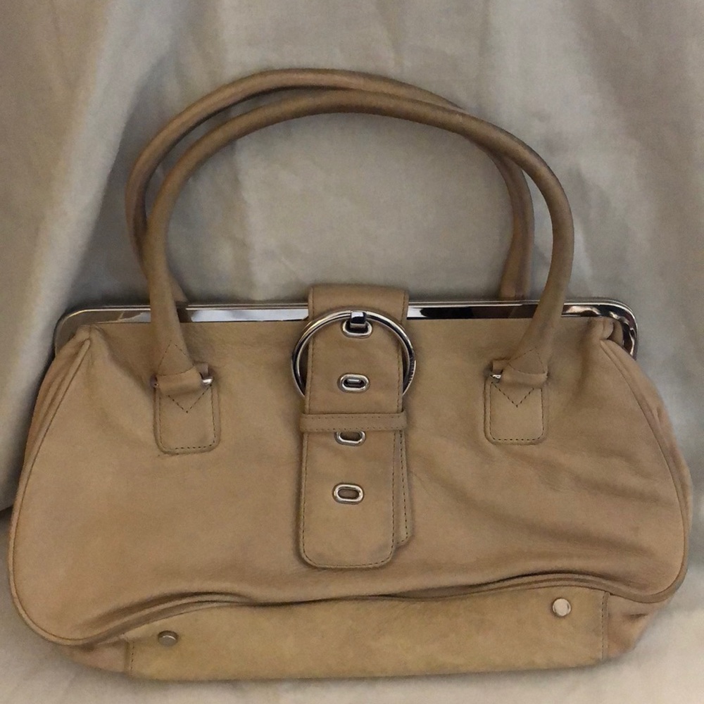 Beige with silver detail handbag